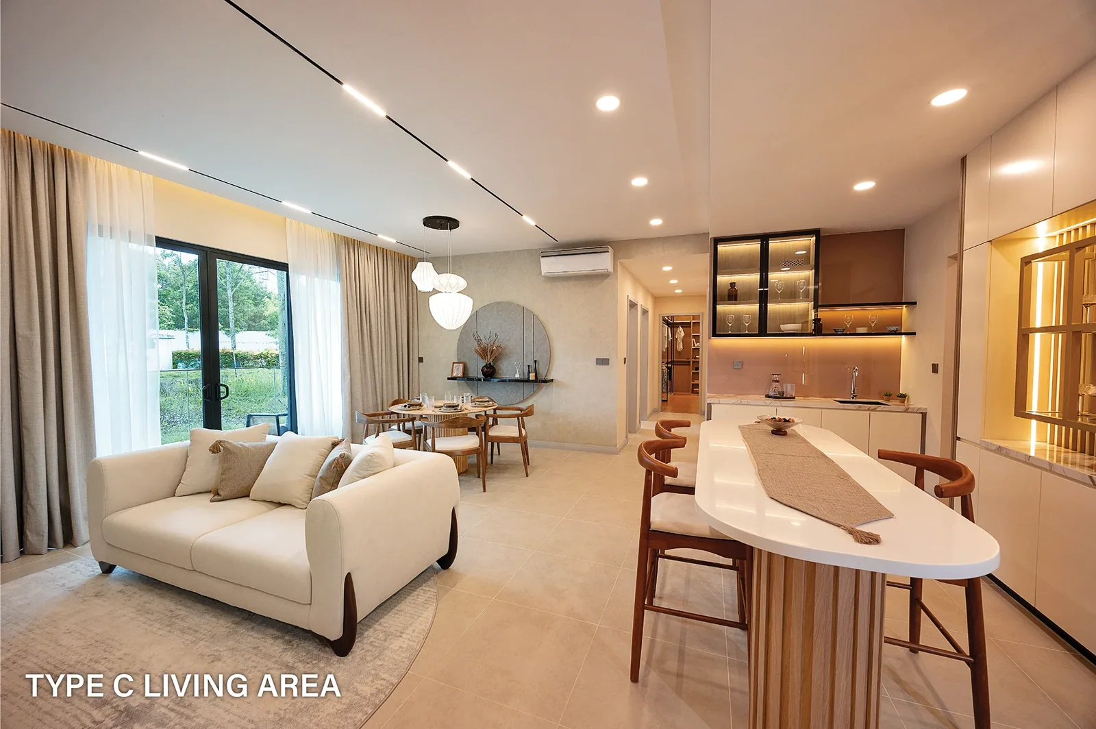 Official OAKA Type C living-area illustration, not a verified view from an available unit