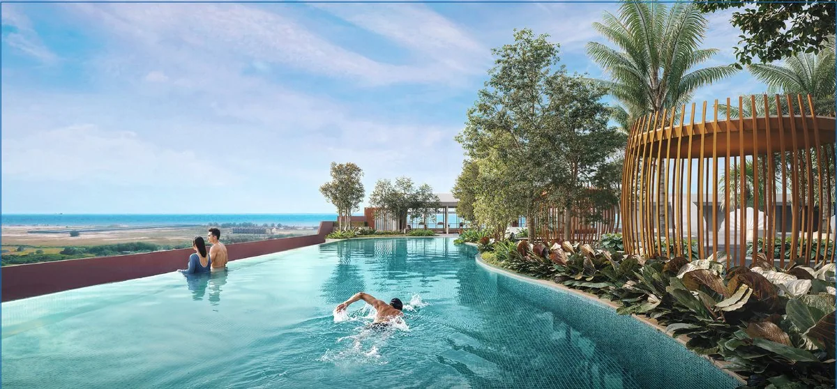 Tagbay Suites Melaka — Tagbay Suites infinity lap pool facing the Strait of Malacca, artist impression, Level 6